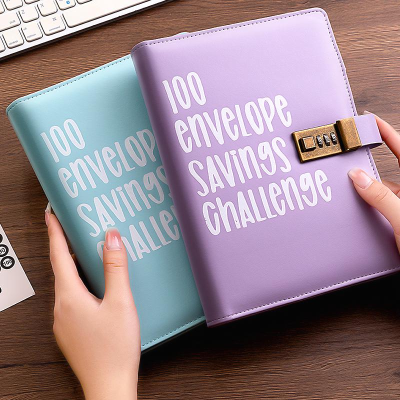 Combination Code Lock 100 Envelopes Money Saving Challenge Binder - Easy Way to Save $5,050, Various Envelopes for Cash Tracking, Modern Style Design