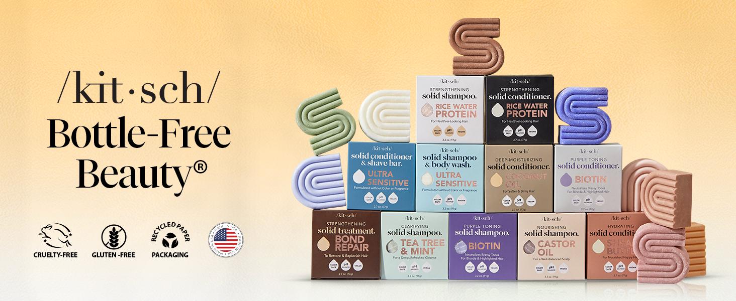 Kitsch Coconut Oil Deep-Moisturizing Solid Shampoo Bar for Curly Hair, Paraben-Free, Safe for Color Treated Hair, Hydrating & Moisturizing, 3.2oz