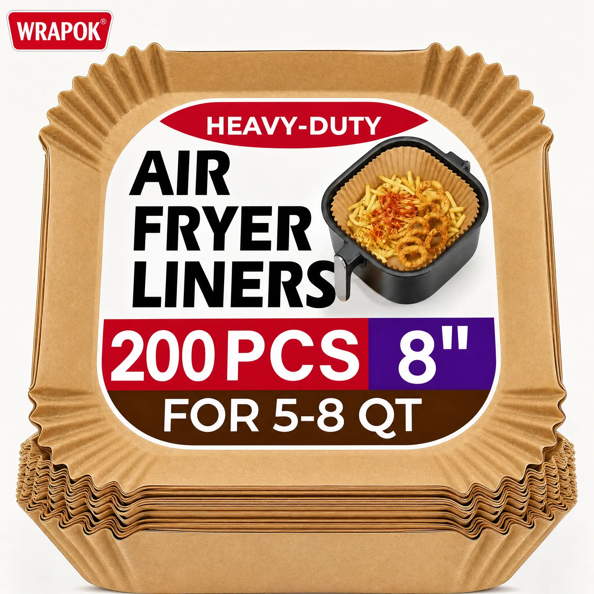 Compostable Air Fryer Liners - Heavy-Duty, Non-Stick, Oil-Resistant Disposable Wood Pulp Parchment Paper for 5-8 QT Round Bakeware, Grease Stays Put for Baking, Roasting, Microwave Oven Use
