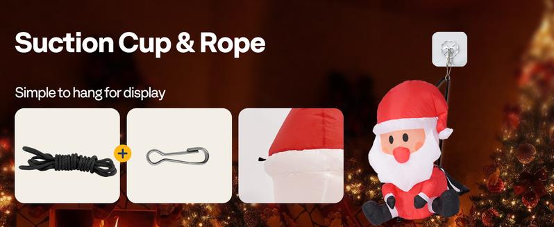 VIVOHOME Christmas Inflatable Outdoor Decoration, Santa on Green Sleigh, Santa and Christmas Tree, Navidad Blow Up Yard Decor with Built-in LED Light for Lawn, Garden, Party  Ornament Water Proof