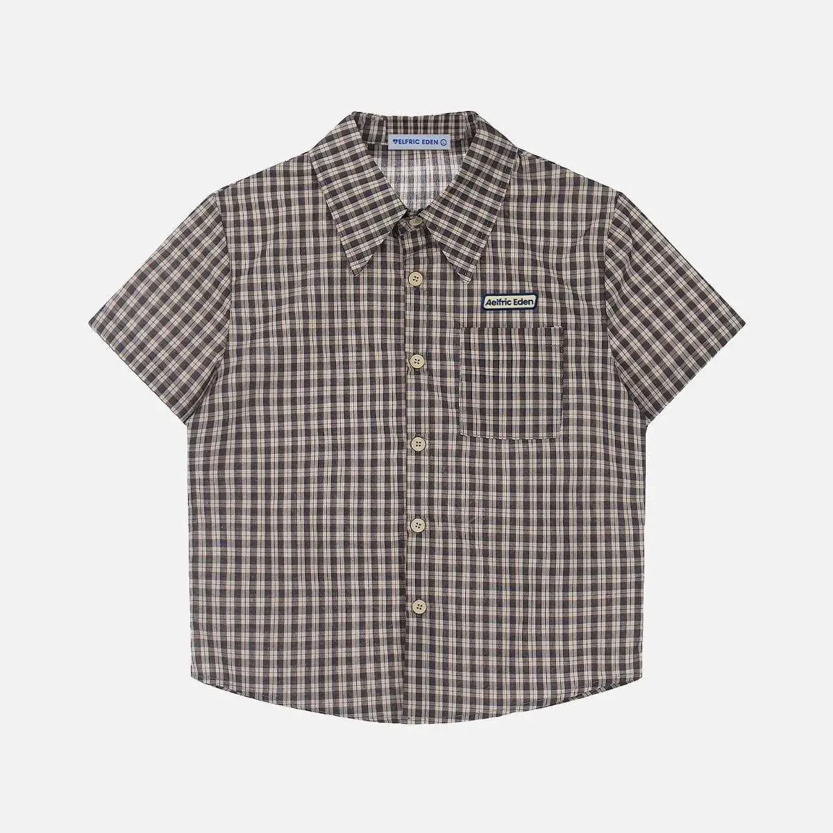 Aelfric Eden Shirts Plaid Short Sleeve Shirt Casual  T-Shirts Men Button Down Tee Tops Oufits Casual Summer Beach  Shirts Menswear Soft Clothing Top,clothes for back to school,first day of school outfits