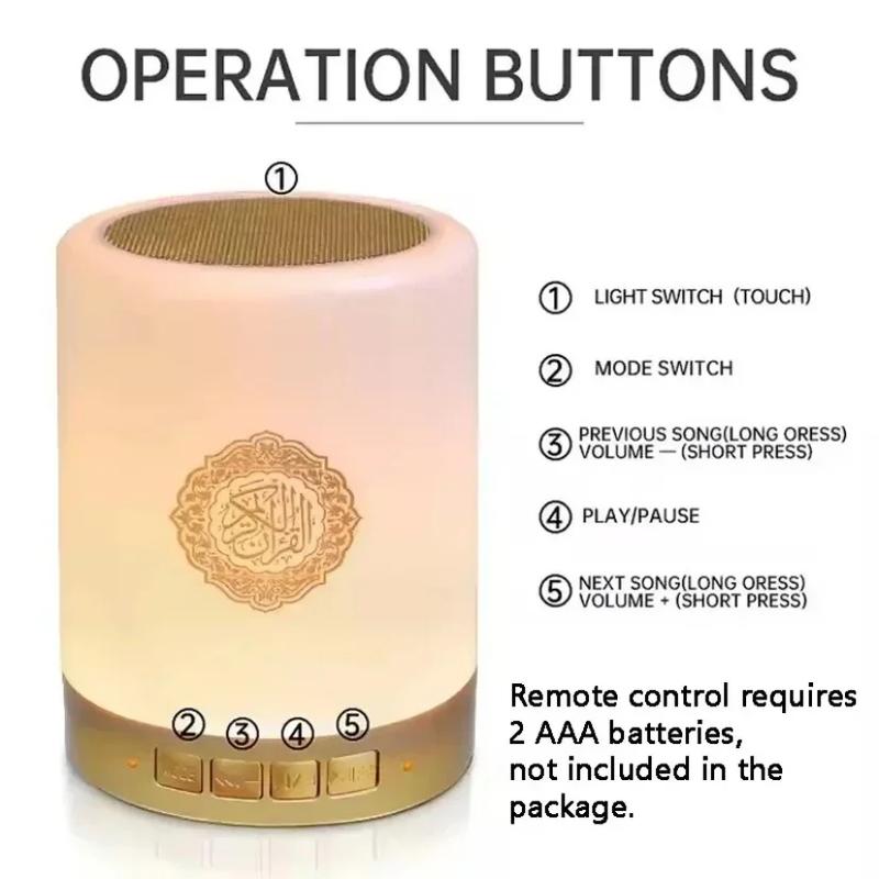 Equantu Wireless Portable Bluetooth-compatible Speaker USB Rechargeable with Night Light & Remote Control Music Sound Box for Home Office Audio