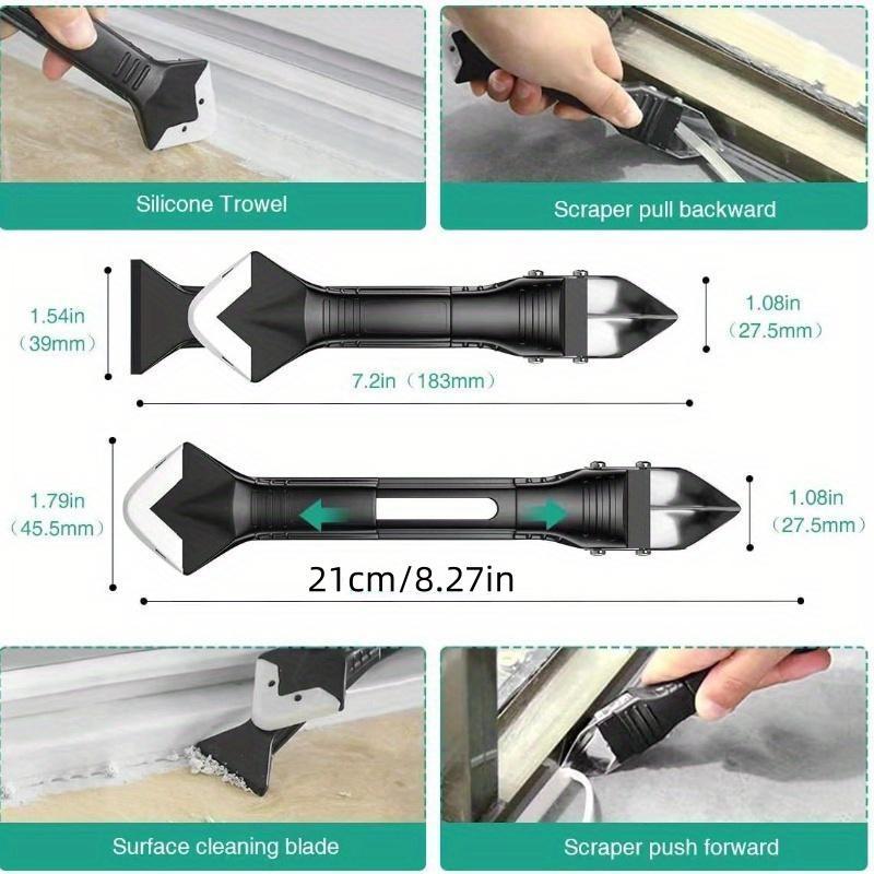 Silicone Caulking Tool Set, Caulking Scraper & Remover Kit with Replacement Pads, Durable Plastic Caulking Tool for Caulking, Cleaning & Caulking