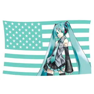 Tapestry Decor 40in*60in Anime Hatsune Miku Flag Indoor Outdoor Party Decoration Durable Room Decoration Funny Banner Tapestry Flag Suitable For Wall Decoration College