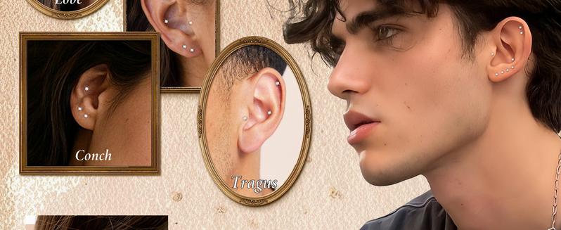 ORAZIO 6 Pairs Tiny 2mm Stainless Steel CZ Stud Earrings for Men & Women Cartilage Helix Tragus Piercing Set Secure Fit