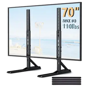 MountFTV Universal Table Top TV Stand Mount , TV Legs for 22-70 inch Flat Screen, LCD TVs, Premium Height Adjustable Tabletop TV Feet Stand with Cable Management, Max 800x600 mm, Holds up to 110lbs