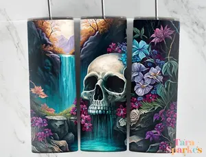 20 oz Skinny Tumbler - Jewel Tone Skull