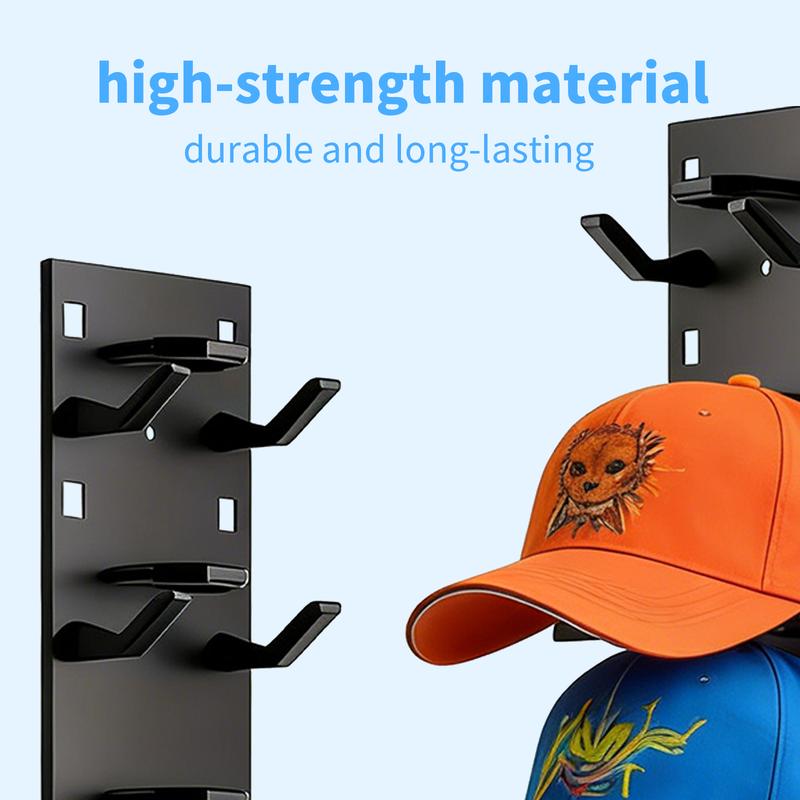 2  Hat Organizer for Baseball Caps, Hat Rack for Wall with Strong Adhesive Hold up to 18 Hats, Hat Hanger Strong Adhesive/Wall Drilled for Door,Bedroom,Closet