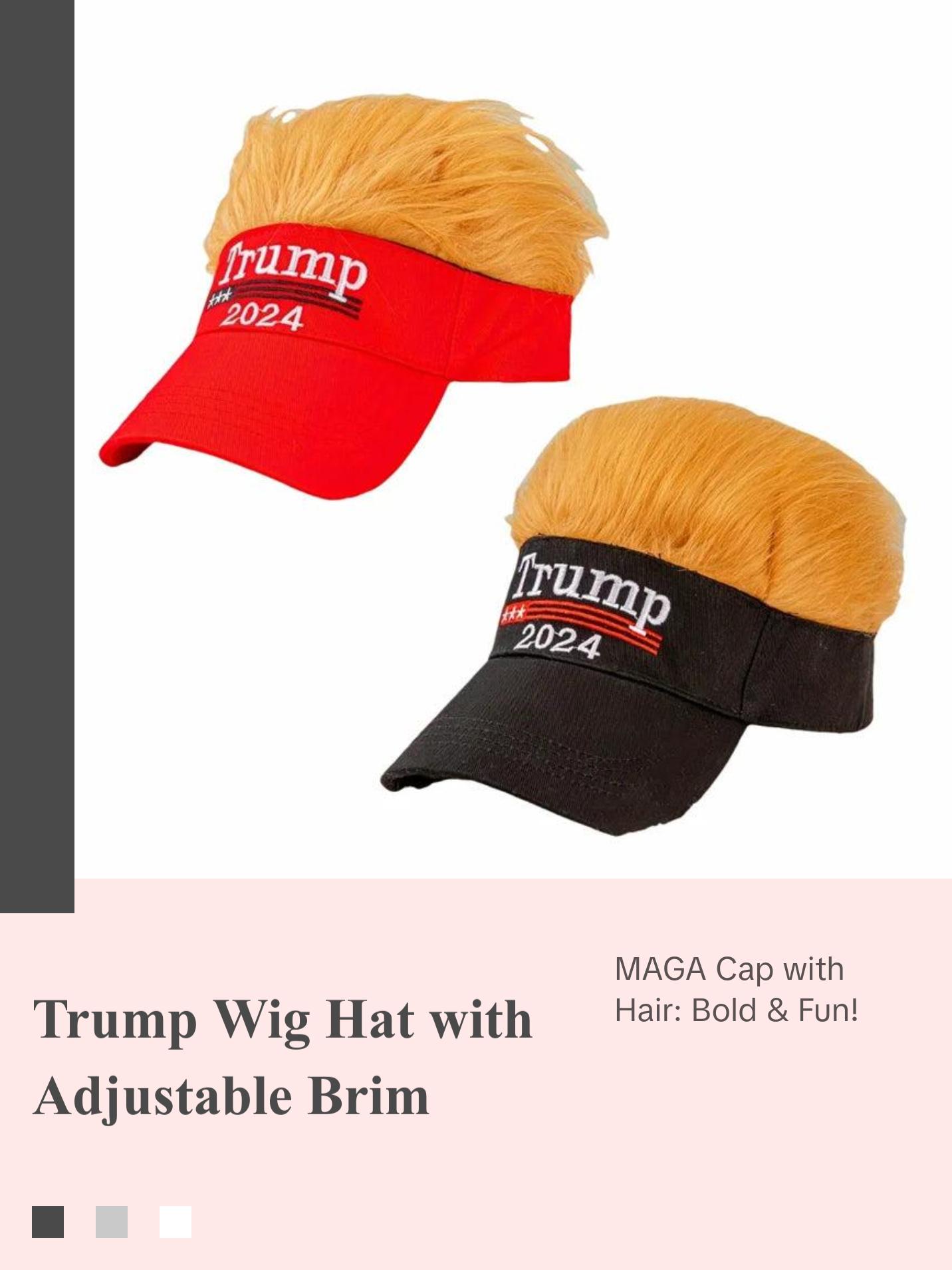 Trump 2024 Hat with Hair,Donald Trump Make America Great Again Wig Hat Embroidered Ultra Adjustable Baseball Cap trump hats caps for streetwear hats