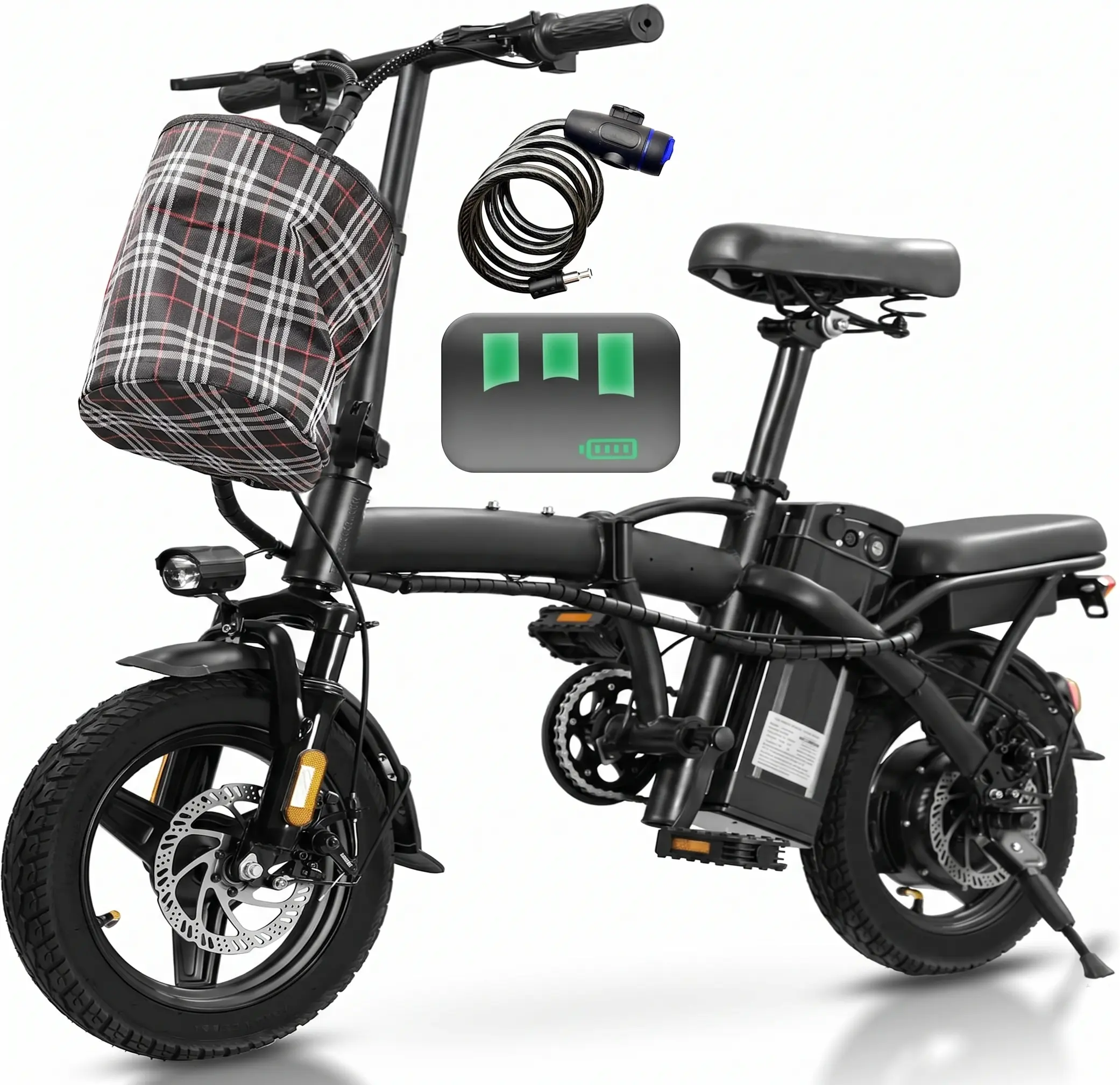 Adult Folding Commuter Ebike - 19mph Top Speed, 800W All-Terrain E-Biking Bicycle, 48V 10Ah Rechargeable Battery, 14-Level Suspension, Dual Brakes, UL2849 Certified, Bike Seat,Long Journeys, Commuting,  One Size All Terrain Ebikes City E Bicycle