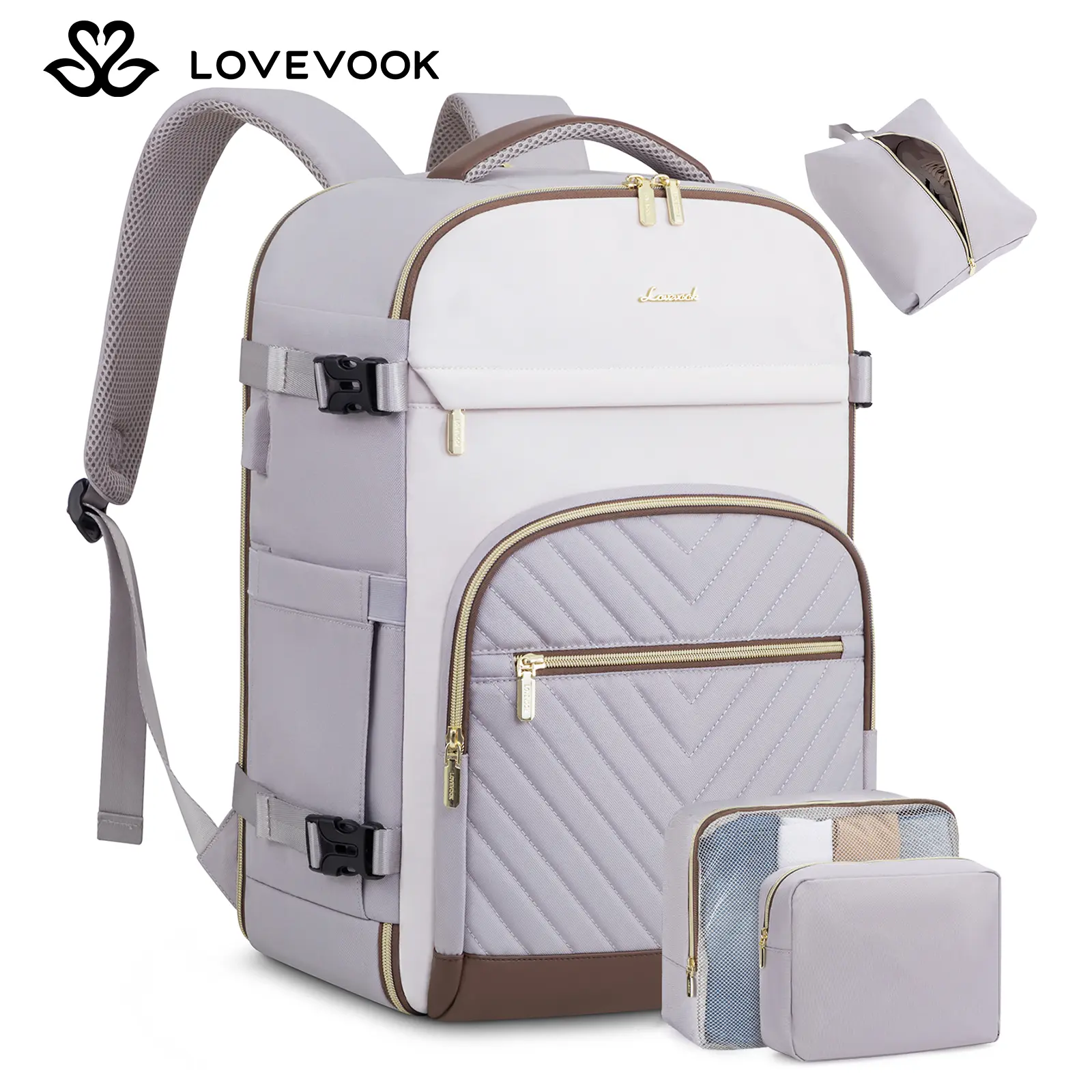 LOVEVOOK Travel Backpack for Women,Carry On Backpack for Airplanes,15.6&17.3“Laptop Personal Item Travel Bag,TSA Approved Carry On Luggage,Waterproof Weekender Business Hiking Bag