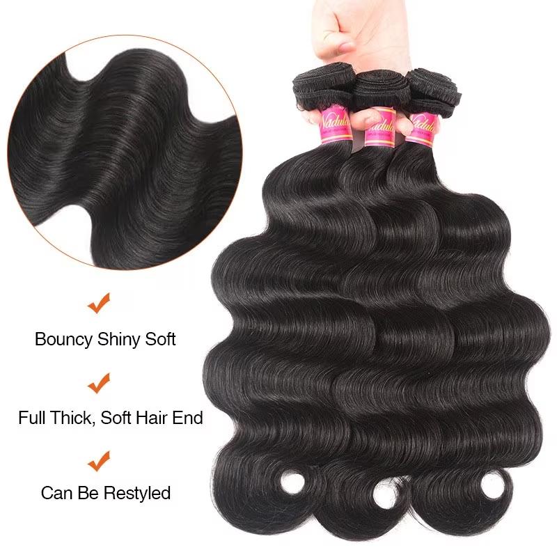 Weft Hair Nadula Body Wave Bundle(s) 8-30 Inch Virgin Human Hair Weave 100% Virgin Hair Soft & Bouncy Glueless No Shedding 100g/pcs TikTokShopSpringGlowUp Greenish