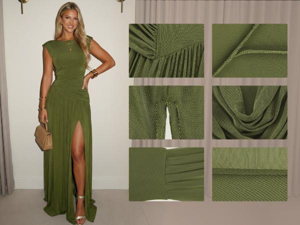 CurvySweet Women's Sleeveless Convertible Cowl Neck Ruched Waist Slim Fit Maxi Dress for Wedding Guest Cocktail Party Evening