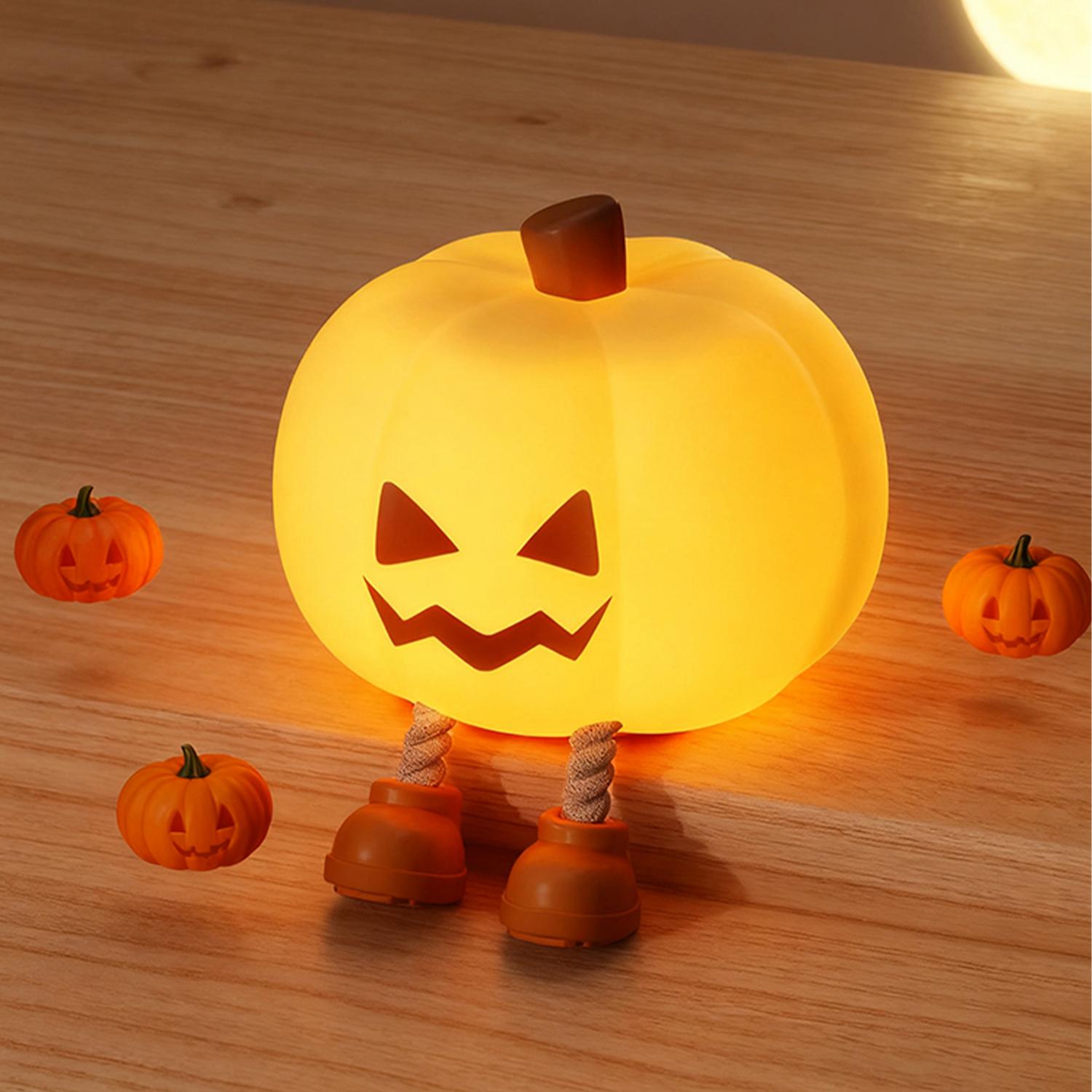 Night for Kids Pumpkin Night Light, Mini LED Pumpkin Lamp with 3 Level Dimmable, Nursery Nightlight for Kids, Silicone Rechargeable Bedside Touch Lamp, for Kids EasterEggLight TiktokShopSpringGlowUp clearance items