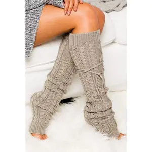 Cable Knit Long Tie Leg Warmer