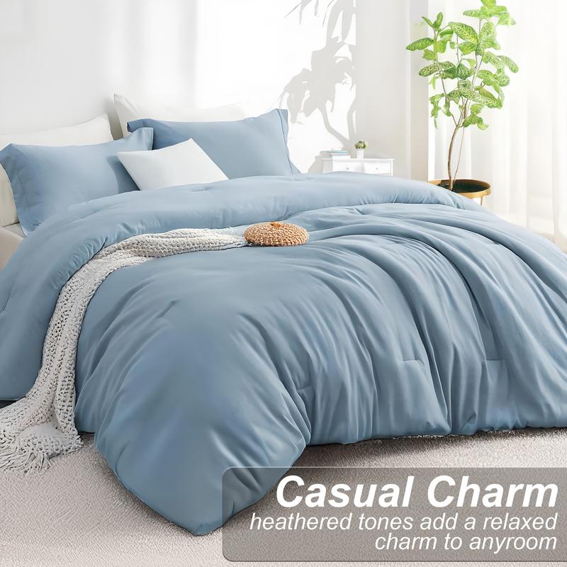 Bepatio 3pcs Soft Cozy Comforter Set Queen Size - Washable Bedding Comforter In Twin Size, Luxury Bedroom Decor Accessories, Breathable Lightweight Fluffy Bedding Sets with 1 Comforter and 2 Pillow Shams,  full comfort, Ideal Gift