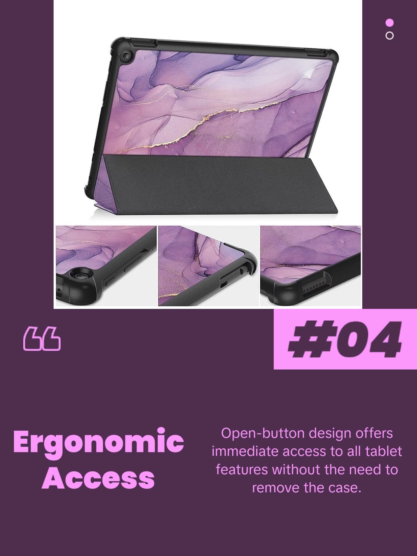 Inspire Series Tri-Fold Purple Marble Folio Case - Amazon Fire HD 10