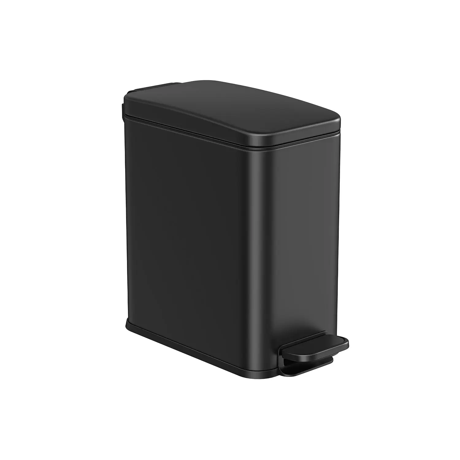 SONGMICS 1.3-Gallon Slim Stainless Steel Trash Bin, Space-Saving Trash Can for Bathroom, Trash Can Bathroom
