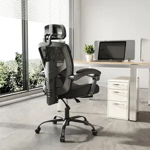 Computer Office Chair High-Back Mesh Rolling Work Chair with Wheels, Adjustable Headrests & Comfortable Lumbar Support