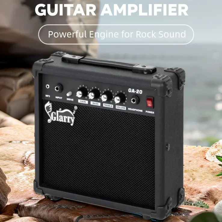 Glarry Guitar Headphone Amplifier - 20W Deep Bass, 6.5-in Speaker, 1/4-in Jack, 1/8-in Aux Input, Bass-Treble Tuning, Quiet Practice Mode, Compact & Portable, Crystal-Clear Sound for Beginners and Pros
