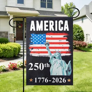 America 250th Anniversary Flag 1776-2026, Patriotic Statue of Liberty American Flag Banner, USA Independence Day Outdoor Garden House Flag Decor, 4th of July Patriotic Yard Flag
