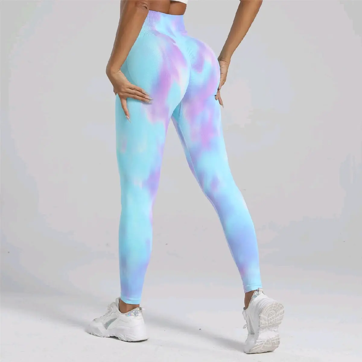 Lalaland Tie Dye Leggings/Biker Shorts - Bottoms Comfort Comfortable Fit Fitness Gym High Waist Knit Seamless Spandex