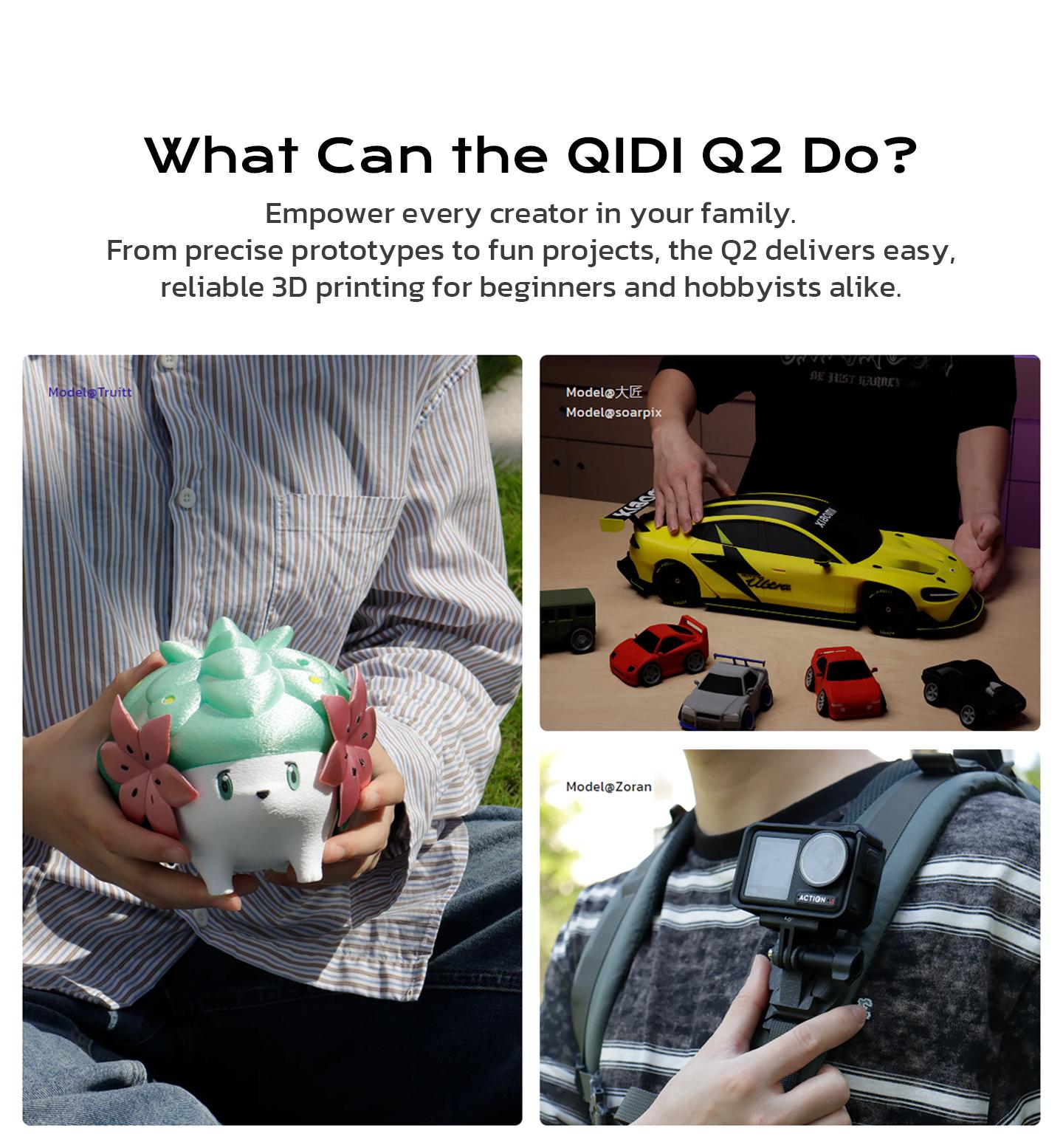 QIDI Q2 3D Printer, New for 2025, Supports Multi-Color and Multi-Material Special Printing, high Speed & Precision, 65°C Heating Chamber, AI Camera, Enclosed CoreXY, 270 x 270 x 256 mm Build Volume
