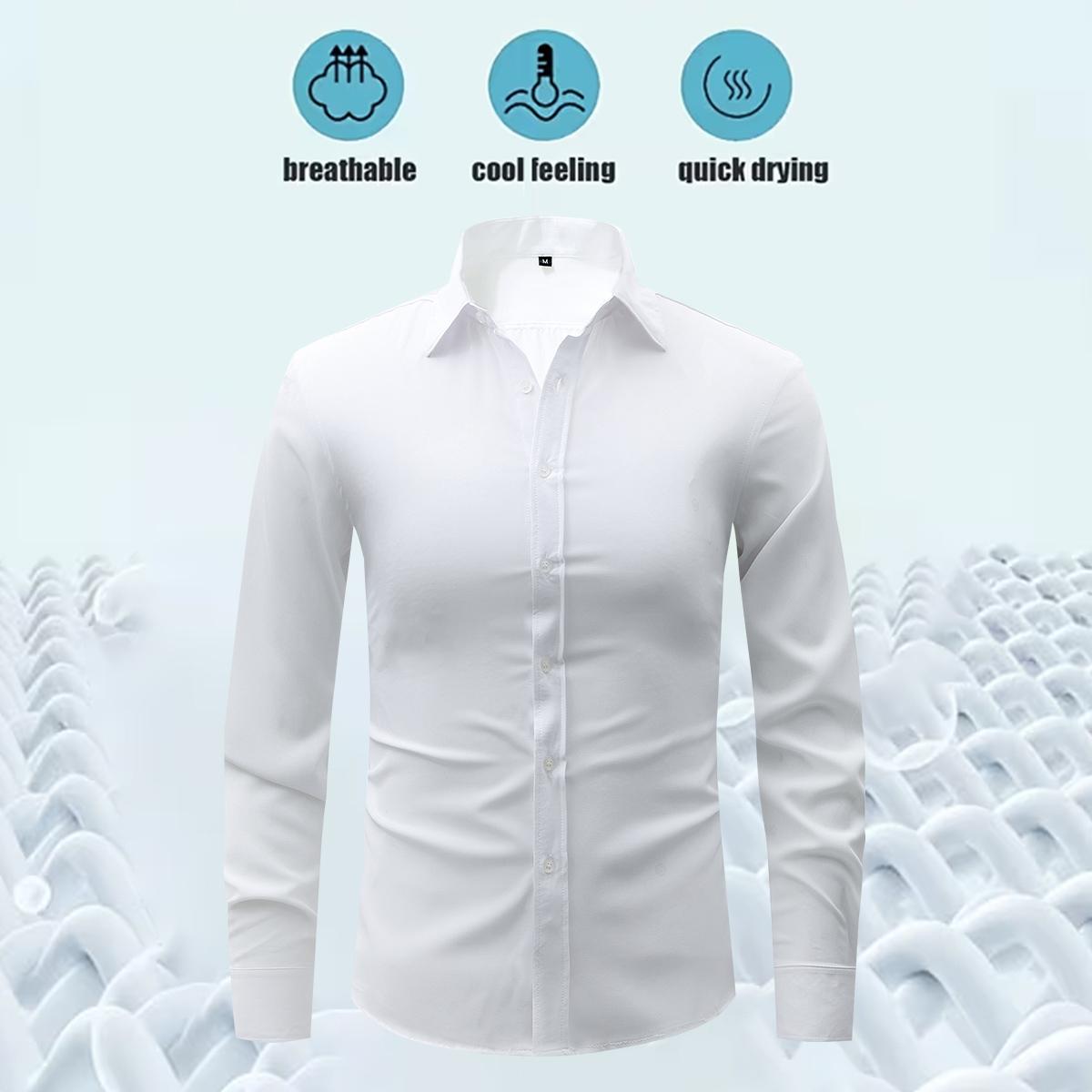 Men's Shirt Long Sleeve Wrinkle-Free Four-Sided Stretch Business High-End Shirt