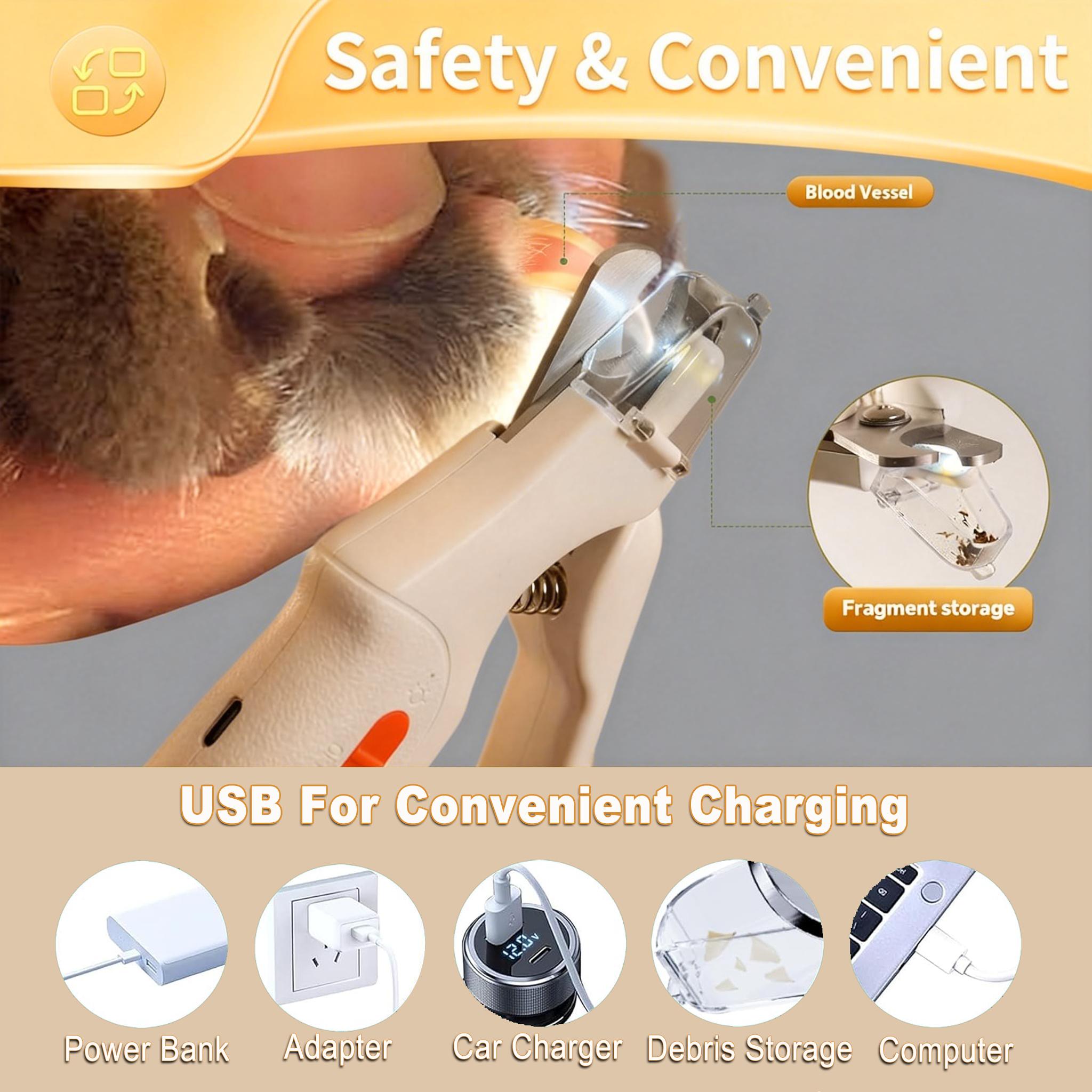 2-in-1 pet nail clipper and grinder, dog nail clipper trimmer, ultra quiet electric nail set, rechargeable, suitable for trimming toes and claws of dogs and cats of all sizes