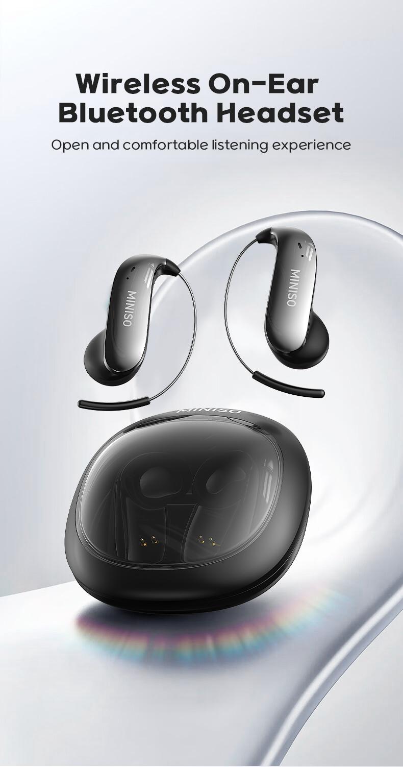 MINISO MS210 Wireless Earbuds Bluetooth Headphones with Zero Gravity Titan-Ohrhaken-Design, Sound, Wireless Earphones Headset Bluetooth 6.0, IPX5 Waterproof & Welding Resistant, Ideal for Travel & Electronic Gifts for Men Stereo Audio