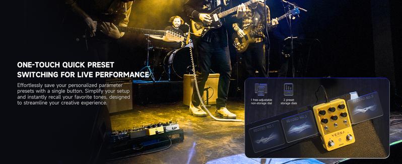 Donner Versa - Yellow Fall II 3x3 Reverb-Delay Combo Guitar Pedal with Tap Tempo