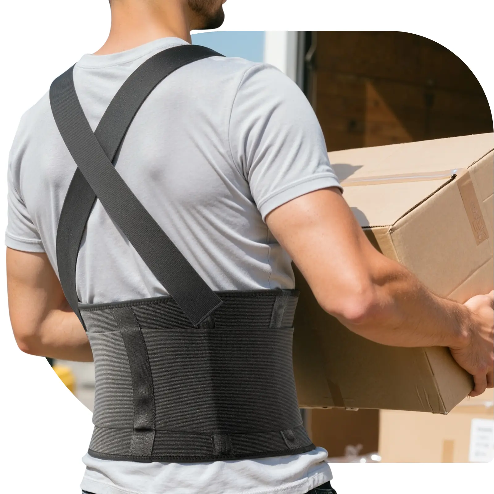 Unisex Work Back Brace with Adjustable Lower Back Support and Suspenders, Designed to Relieve Back Pain, Ideal for Heavy Lifting, Construction, Warehouse Work, and Other High-Intensity Tasks, Offering Effective Protection and Comfortable Support