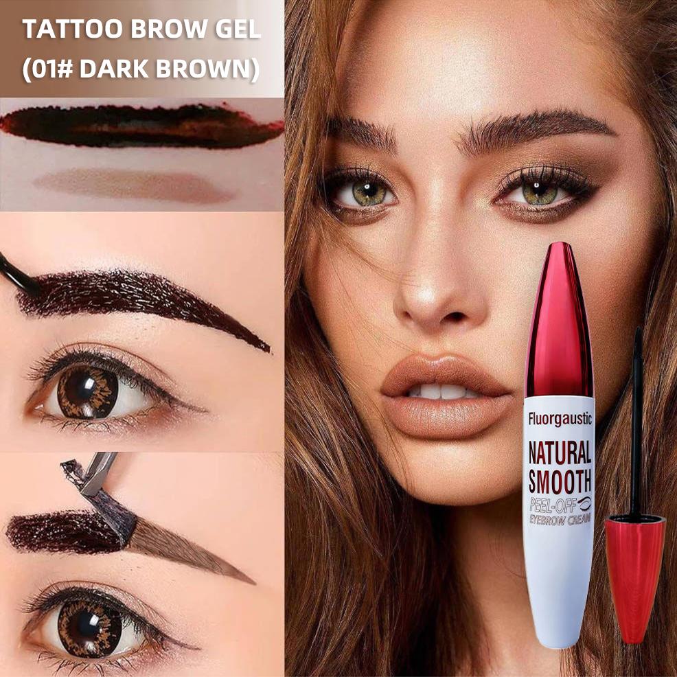 Easy Peel-Off Eyebrow Gel - Waterproof & Sweatproof, Long-Lasting Black or Brown Tattoo Tint, Film Forming, Medium Coverage for All Skin Types Waterproof Natural Shedding Eyebrow Gel Makeup Cosmetic eyebrow pencil eyebrow gel eyebrow tint  1# Darkbrown