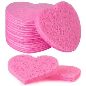 Facial Sponges Compressed, 100% Natural Cellulose Face Sponge Professional Cosmetic Spa Sponges for Face Cleansing, Exfoliating Mask, Makeup Removal for Travel and Home, Pink