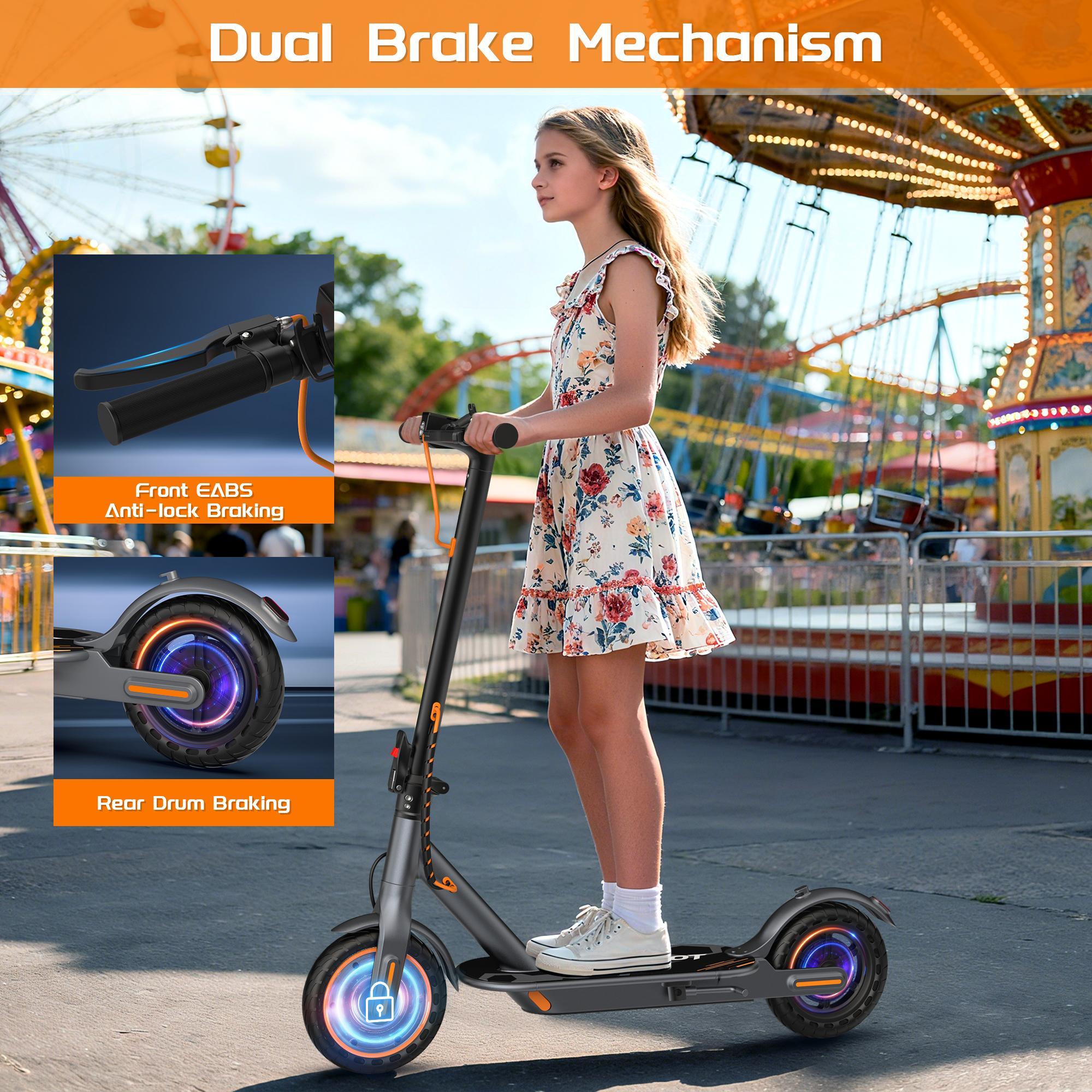 2026 Trending Orange Kids Electric Scooter | 350W Foldable E-Scooter for Teens Boys Girls | Dual Brakes 8.5" Solid Tires 15° Climb | Safe Outdoor Fun Ride Perfect Gift for Kids