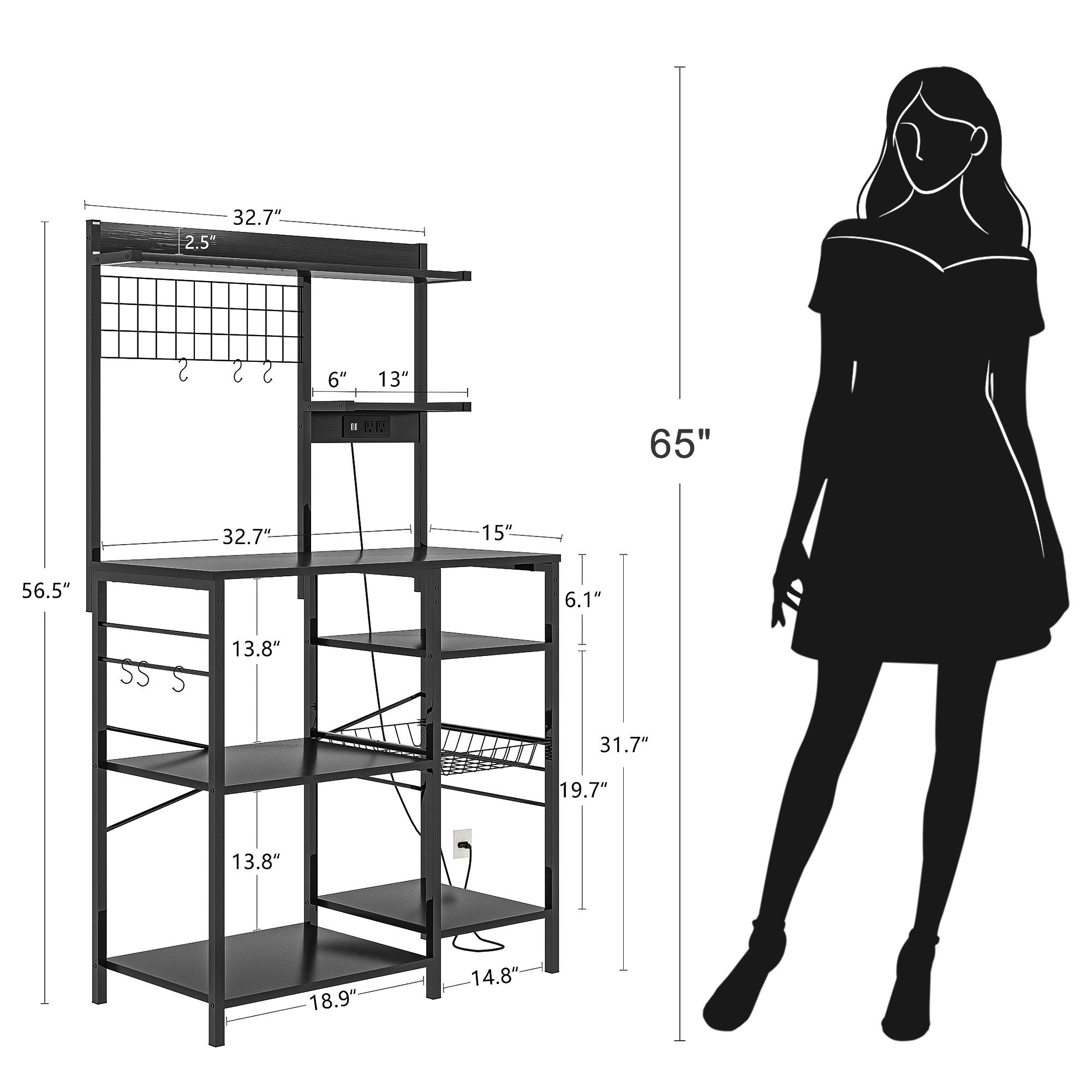 Multifunctional Kitchen Shelf Kitchen Bakers Rack with Storage, 5-Tier Microwave Oven Stand Shelf , Freestanding Utility Kitchen Storage Rack Organiser