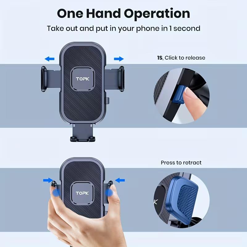 Car Mount Holder | Adjustable Cell Phone Holder for Car Dashboard, Enhanced Design, Works with All Phones in Horizontal & Vertical Mode