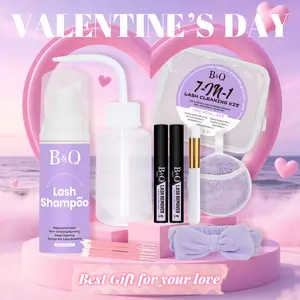 Clean & Remove Kit for Eyelash Extensions l B&Q Kit Includes 50ml Lash Shampoo, Makeup Pad, Cleansing Brush, Eyelash Brush, Hair Band, 150ml Washing Bottle & Organizer Bag - Gentle Cleanser for Daily Use Smooth Makeup Tools #TikTokShopBacktoSchool