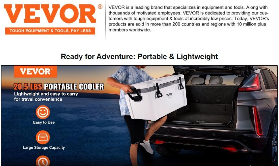 VEVOR Insulated Portable Lunchbox Cooler, Max 52 qt - Holds 50 Cans, Ice Retention Hard Cooler with Heavy Duty Handle, Ice Chest Lunch Box for Camping, Beach, Picnic, Travel, Outdoor  VEVOR Super Brand Day