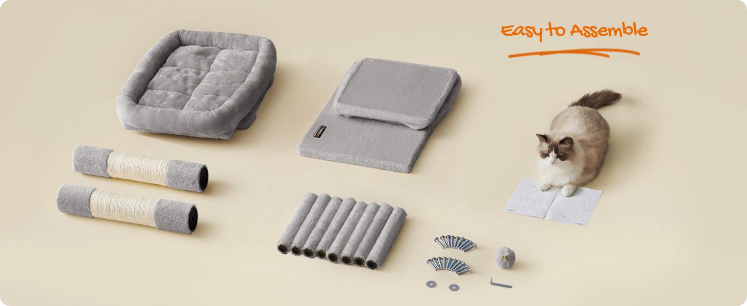 Feandrea Cat Tree, 33.1-Inch Cat Tower, L, Condo for Large Cats up to 16 lb,2 Cat Caves, Scratching Post