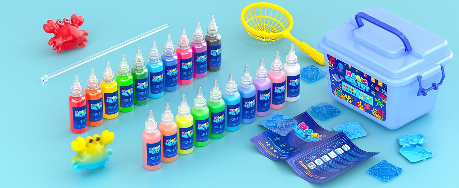 Joyfresh Magic Gel Water Pets Elf Toy Kit, Aqua Water Gel Kit for Kids, Creative Squishy Maker Toy with 20 Magic and 16 Shape Molds Pets, Birthday Gifts Crafts DIY for Kids