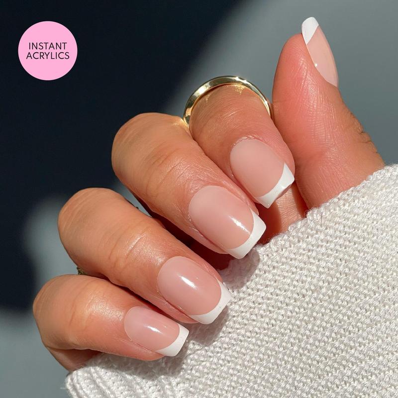 LUXXI Instant Acrylic Press-On Nails - Ultra Durable Last 3+ Weeks with Pink Gel Glue Included - 32 Nails in 16 Sizes