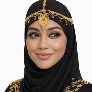 Elegant 24K Gold-Plated Bridal Head Chain – Traditional Forehead Jewelry