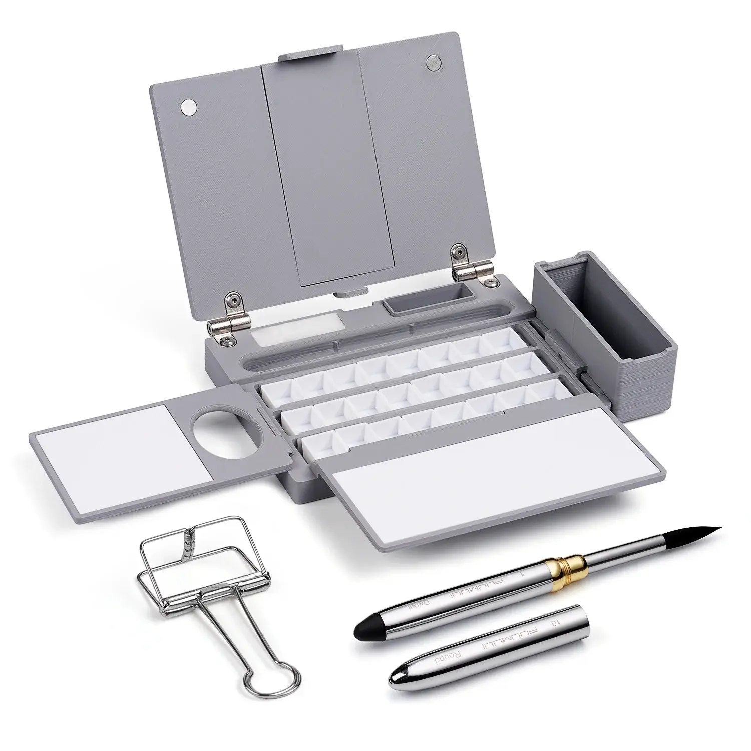 Fuumuui Ultra-Portable Travel Watercolor Paint Box with Upgraded Dual-Tip Travel Brush - Compact, Well-Organized Art Supply for On-the-Go Artists, Portable Art Supplies, Art Painting Supplies