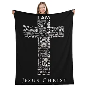 New 3D Pray Holy Bible Cross Jesus Soft Blankets,Keep Warm Throw Blanket Comfortable Blanket for Picnic Beds Sofa Home Bedroom