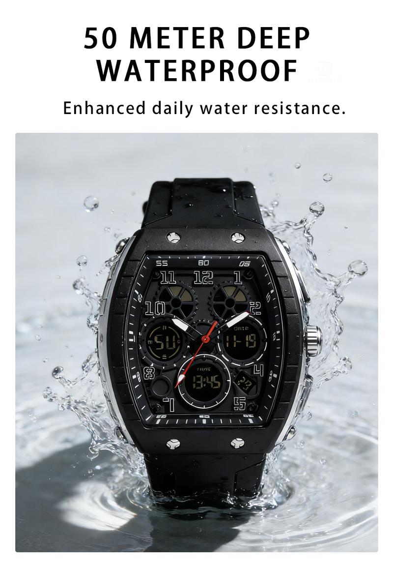 Men's Sporty Digital Analog Watch Water Resistant Dual Time Wristwatch With Luminous Display Alarm And Stopwatch Men's Sporty Digital Analog Watch Water Resistant Dual Time Wristwatch With Luminous Display Alarm And Stopwatch