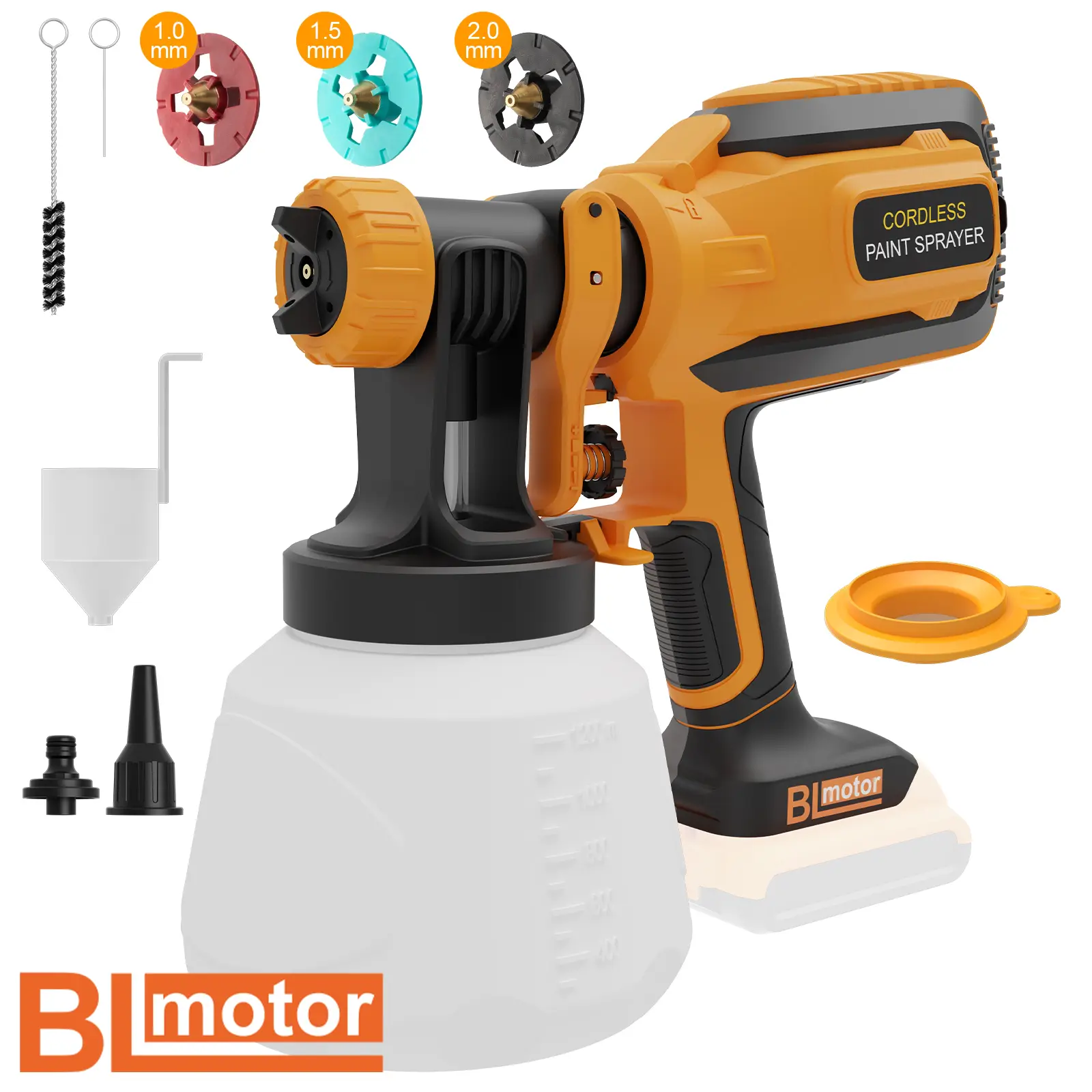 VONFORN Brushless Motor Cordless Paint Sprayer Machine - Handheld HVLP Electric Spray Gun, Dewalt 20V MAX Battery Compatible, 1200ML Container, 200W Power, 3-Pattern Nozzle, Cordless Sprayer Attachment for Fence, Cabinet, Handheld Paint Sprayer