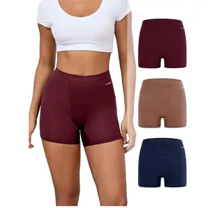 INNERSY Period Boxer for Women High Waisted Leak Proof Postpartm Menstrual Mesh BoyShorts Panties Underwear 3-Pack
