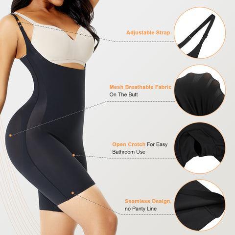 FeelinGirl Tummy Control Shapewear Mesh Leg with Seamless Design for Body Slimming and Comfort Open Bust Full Bodysuit