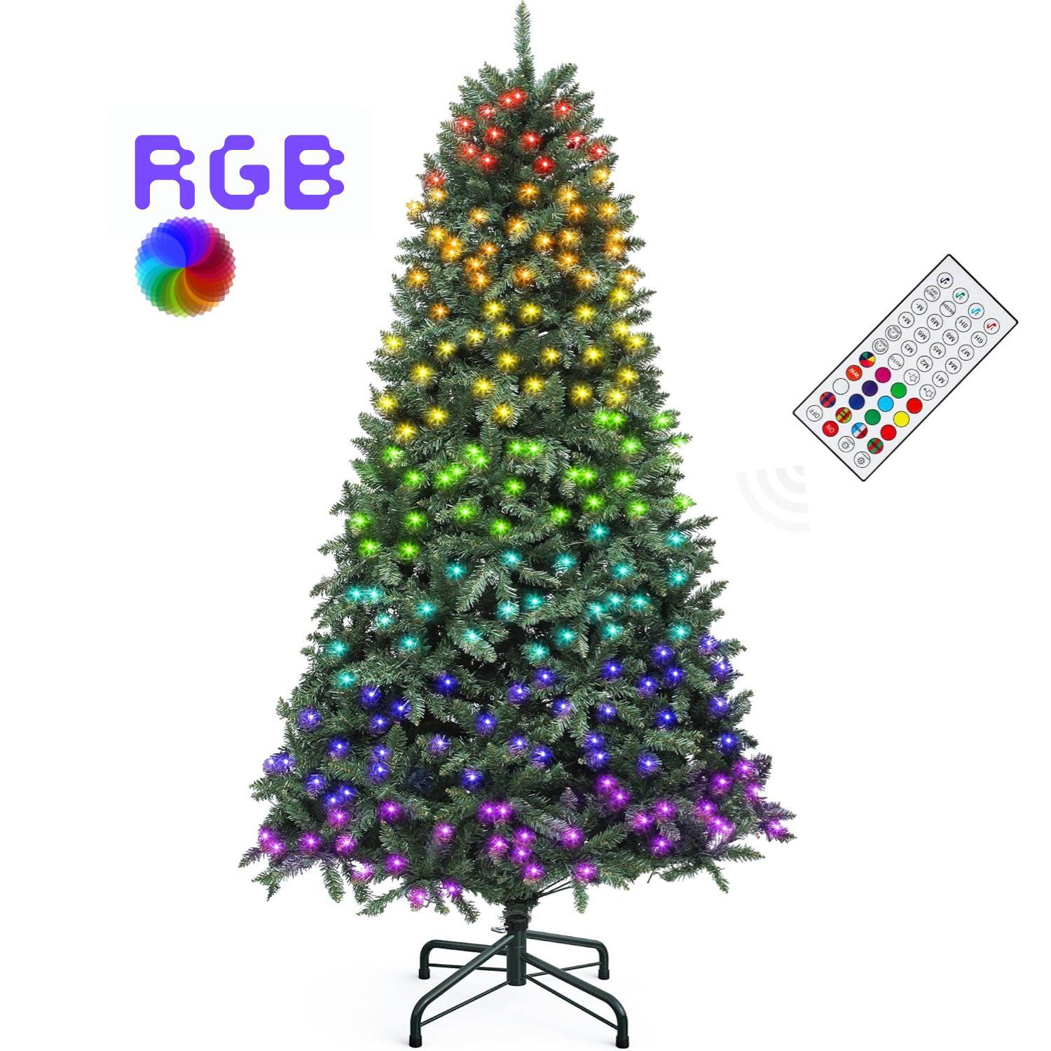 YITAHOME 6FT Pre lit & Pre-Decorated Scotch Pine Christmas Tree, Christmas Tree Warm White/Multicolor Changing Lights for Home/Office
